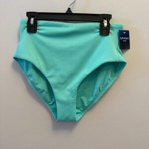Spanx Turquoise High Rise Swim Bottoms Size Small Shaping Tummy Control